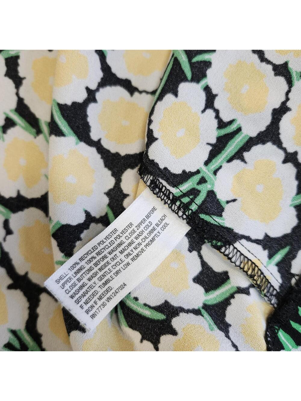 Diane Von Furstenberg Sleeveless Floral Summer Dress Yellow White Green Black 14 - Picture 8 of 8